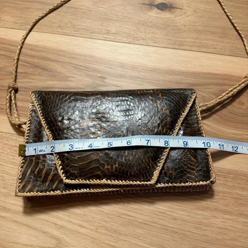 Snakeskin Purse and  Wallet Set. Brown Vintage Hand Crafted Boho Mob Wife